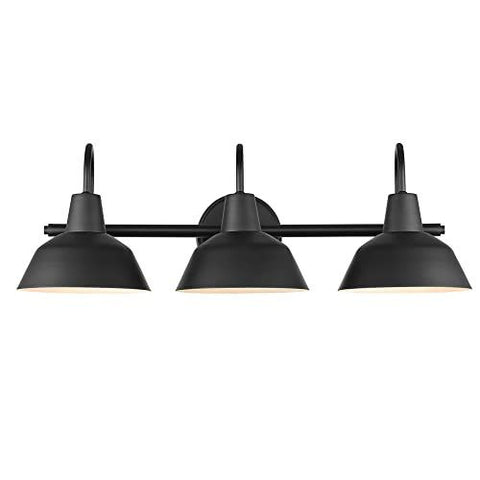 Globe Electric 65554 3-Light Vanity Light, Matte Black, White Barnyard