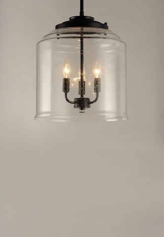 Maxim 12273CDBK Acadia Three Candelabra Light Seedy Glass Bell Foyer Pendant ...