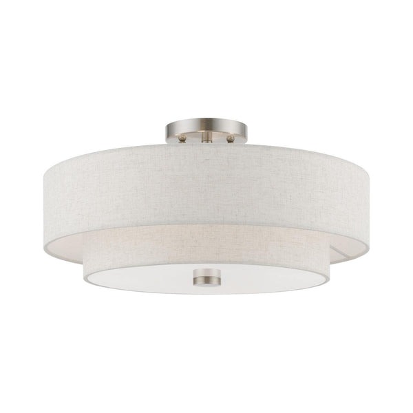 Livex Lighting Meridian 4 Light Semi-Flush in Brushed Nickel (51085-91)