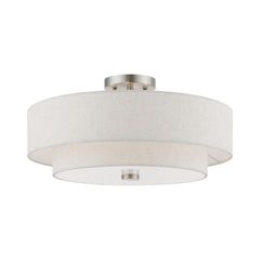 Livex Lighting Meridian 4 Light Semi-Flush in Brushed Nickel (51085-91)