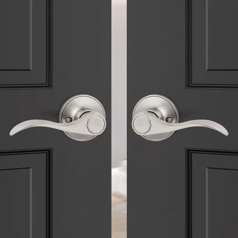 Probrico 12 Pack Brushed Satin Nickel Dummy Door Lever Wave Style Door Handle...