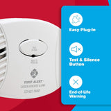 FIRST ALERT Plug-In Carbon Monoxide Detector, 3 Count (Pack of 1), CO600 , Wh...