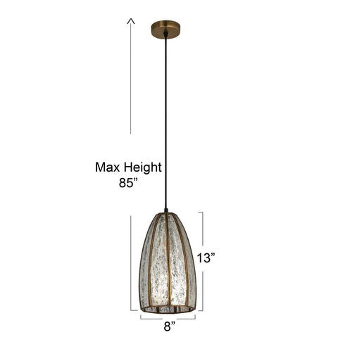 Creative Co-Op Antiqued Mirrored Mercury Glass Pendant with Gold Framework De...