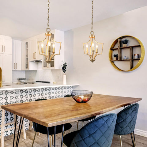 KSANA Gold Pendant Lights Kitchen Island, 3-Light Small Modern Farmhouse Pend...