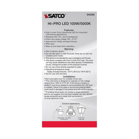 Satco S49396 Corncob LED HID Replacement Light Bulb, EX39 Mogul Extended Base...