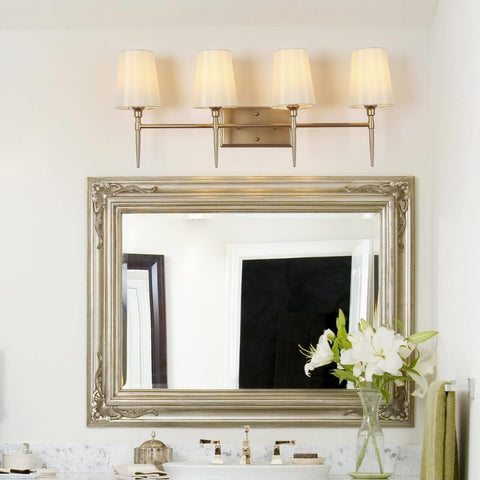 Gold Bathroom Light Fixtures, 4 Light Modern Vanity Lights for Bathroom with ...