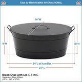 Black Oval Tub with Lid Wood Bin