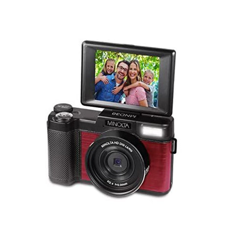 Minolta MND30 30 MP / 2.7K Ultra HD Digital Camera (Red) one size, Red