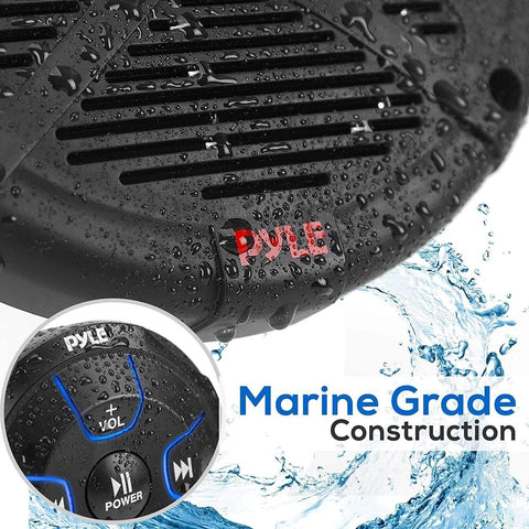 Pyle 6.5'' Dual Marine Speakers Kit - Waterproof-Rated w/Amplified Bluetooth ...