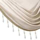 ELKCA Luxury Cream Velvet Curtain Valances for Living Room with Beads(39inch,...