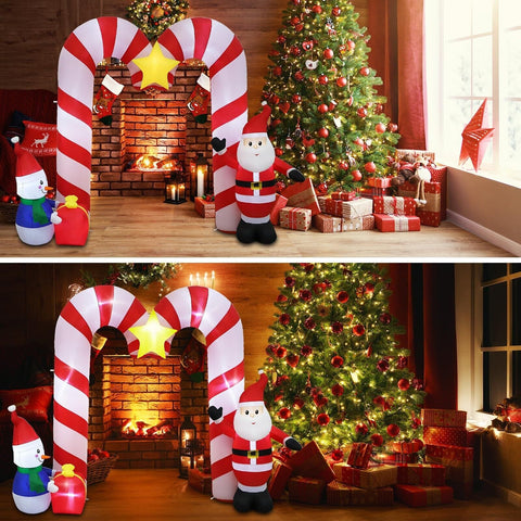 10ft Candy Cane Arched Outdoor Inflatable with LED Lights for Christmas Holid...