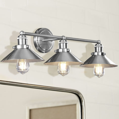 JONATHAN Y JYL7428B July 26.5" 3-Light Metal Shade Farmhouse Sconce Contempor...