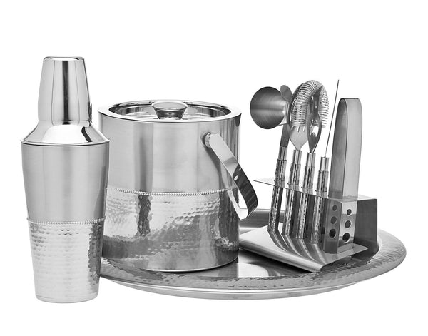 Godinger Bar Set with Ice Bucket - Stainless Steel Bartender Mixology Kit wit...