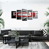AWLXPHY Decor Abstract Canvas Wall Art Red Black Geometric Painting Framed 5 ...