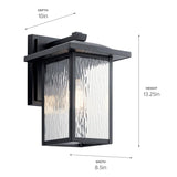 Kichler Capanna 13.25" Outdoor Wall Light in Black, 1-Light Exterior Wall Sco...