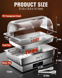 PYY Electric Chafing Dish Full Size Stainless Steel Chafer,Temperature Contro...