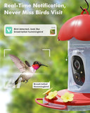 Smart Hummingbird Feeder with Camera, Solar Power, 32GB Card, Ant Moat, Bee P...