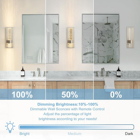 Biewalk Nickel Wall Sconces, Rechargeable Modern LED Wall Lamps, 5W 3000K Bat...