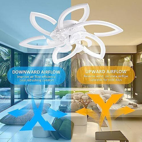 30" Modern Ceiling Fan with Lights Remote 30, White - 6 Flower Petals