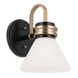 Kichler Farum 9.5 Inch 1 Light Wall Sconce with Opal Glass in Black with Cham...