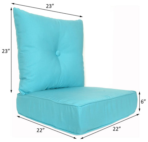 02188 Patio Cushion Outdoor/Indoor Sunbrella, Seat 22x22x6 inch + Back 23x23x...