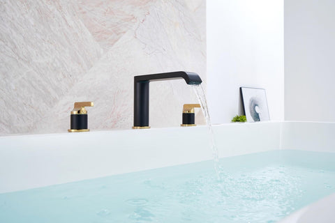 SITGES Polished Gold and Matte Black High Flow Bathtub Faucet,Solid Brass Dec...