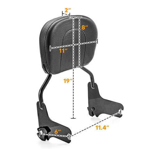 Mofun Sissy Bar Passenger Backrest with Mounting Rack Docking Hardware Kit Co...