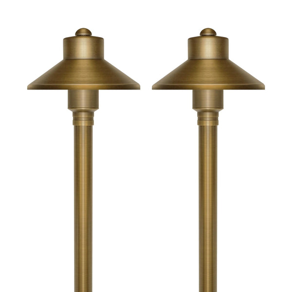 GKOLED Solid Brass Landscape Path Lights (5" Shade, 20" Tall), Low Voltage LE...