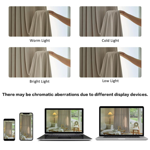 MAIHER Luxury Velvet Pleated Curtains 90 Inches Long 1 Panel, Camel Beige Pin...