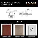 LYNN HARDWARE Commercial Door Lever Lock - Heavy-Duty Locking Door Handle, De...