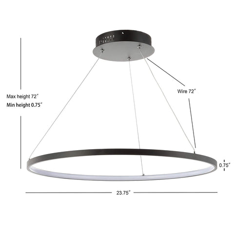 JONATHAN Y JYL7203A Brice 23.75' Round Integrated LED Metal Pendant Chandelie...