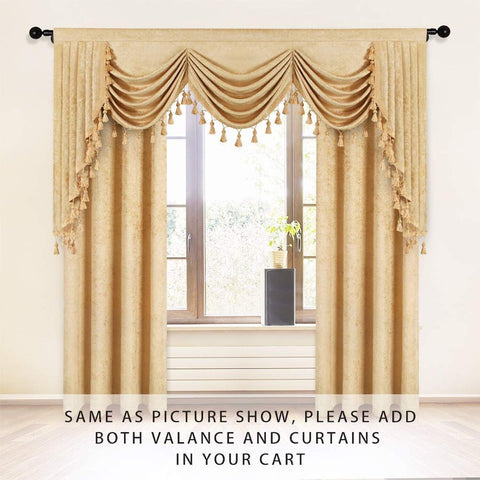 ELKCA Thick Chenille Window Curtains Valance for Living Room Luxury Gold Room...