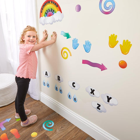 Really Good Stuff Rainbow Sensory Path Decals for Floor & Wall - Deluxe Senso...