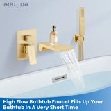 Airuida Wall Mount Tub Faucet with Waterfall Tub Spout Wall Mounted Bathtub F...