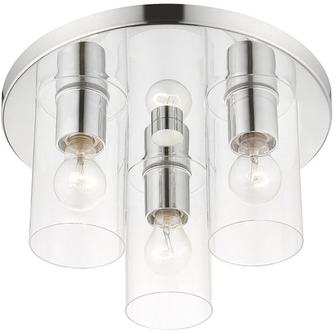 Livex Lighting 3 Light Polished Chrome Flush Mount 14"L x 14"W x 8"H