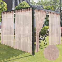 HolidayIdeas 4 Panels Outdoor Blush Sheer Curtains for Patio Waterproof 110x9...