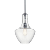 KICHLER 42141BK Everly Pendant, 1-Light 100 Watts, Black 10.5" Clear Glass