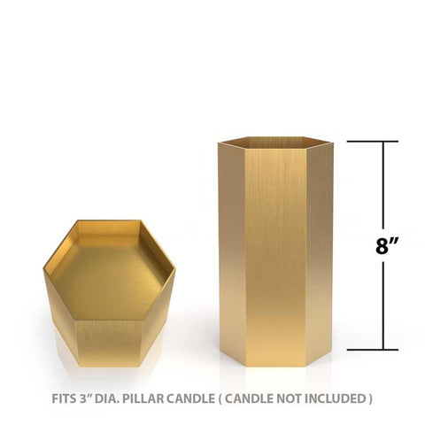 Pilgrim Home and Hearth Luxury Brass Hexagon Candle Holder 8 inch Tall