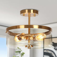 classy leaves Semi Flush Mount Ceiling Light, Modern Gold Ceiling Light Fixtu...