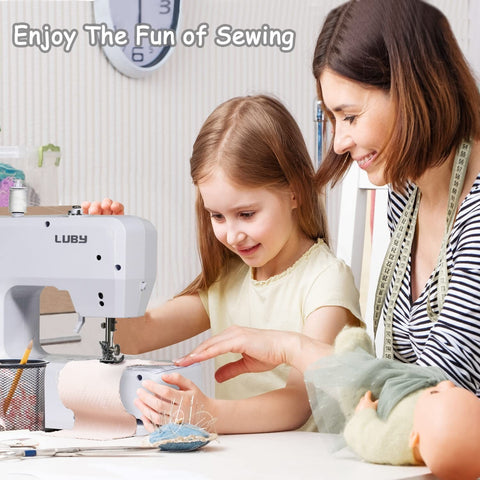 Luby Sewing Machine with 12 Built-in Stitches & Free Arm, Portable, Lightweig...