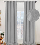 100% Blackout Shield Linen Blackout Curtains for Bedroom, Thermal Insulated C...