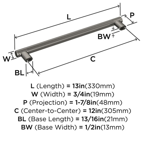 Amerock BP54070GM | Gunmetal Appliance Pull | 12 inch (305mm) Center-to-Cente...