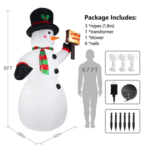 Fanshunlite 8FT Christmas Giant Inflatable LED Light Large Snowman Blow Up Ya...