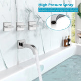 Midanya 3 Handle Tub Shower Faucet with Tub Spout,8-inch Rainfall Bathtub Rai...