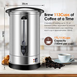 Coffee Urn 17L Large Coffee Dispenser with Internal Stage 113 Cups Full Stain...