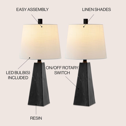 JONATHAN Y JYL1037D-SET2 Owen 20.5" Resin LED Table Lamp Contemporary, Office...