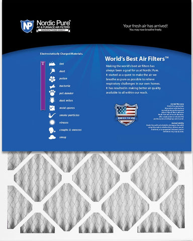 Nordic Pure 10x10x1 (9 1/2 x 9 1/2 x 3/4) Pleated MERV 8 Air Filters 6 Pack