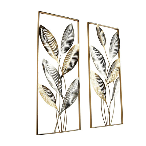 Deco 79 Metal Leaf Home Wall Decor Metallic Cutout Wall Sculpture with Silver...