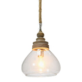 Creative Co-Op Glass and Mango Wood Ceiling Pendant Light Brown