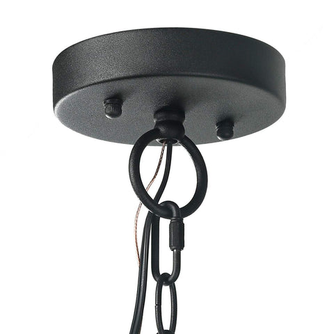 LOG BARN Outdoor Pendant Lights, Porch Fixture in Painted Black Metal with Cl...